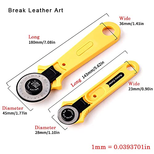 Break Leather Art Rotary Cutter Professional 45mm Rotary Fabric Cutting Machine, Ergonomic Soft Handle Rotary Drum Cutter for Cutting Quilted Fabrics and Crafts.