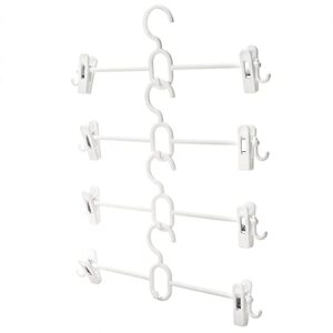 Tosnail 20 Pack Plastic Pants Skirt Hangers with Clips and Stackable and Strap Hooks, Cascading Hangers Space Saving Hanger for Closet or Laundry Use - White