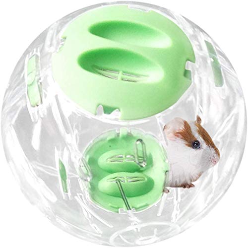 gutongyuan 5.5 Inch Transparent Hamster Ball Running Hamster Exercise Ball,Hamster Wheel Plastic Cute Exercise Mini Ball for Dwarf Hamsters to Relieves Boredom and Increases Activity (Green)