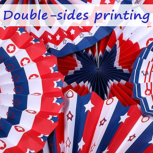 90shine 37PCS 4th/Fourth of July Decorations Set - Red White Blue Patriotic Memorial Day Paper Fans + Hanging Swirls + Star Streamer + Balloon Garland Home Outdoor Birthday Party Decor Supplies