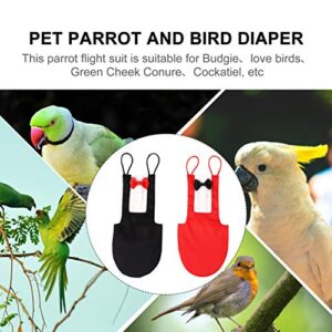 TEHAUX 2 Pack Bird Diaper Parrot Flight Suit Reusable Parrots Nappies with Bowtie Decor Pet Clothes for Budgie Parakeet Cockatiel Wedding Anniversary Christmas Birthday Party- Size