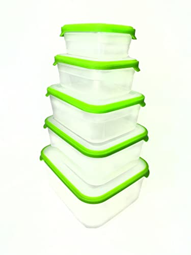 HELSIM Green 10-Piece Containers Set with Lids for Storage, Lunch, and Meal Prep, Dishwasher & Microwave Safe