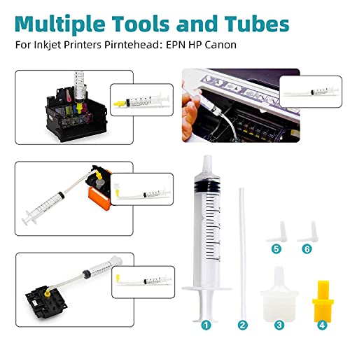 INNERTECK 100ml*2 Printhead Cleaning Kit (Printhead Cleaner Kit) for EP HP EcoTank Officejet Deskjet Pixma Inkjet Printers,Nozzle Cleaning Kit High Efficiency with 5ml Premium Syringe