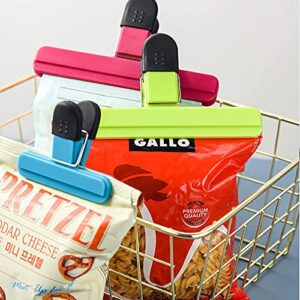 KZXXZH Chip Bag Clips, Heavy Duty Air Tight Seal Grip, Plastic Food Storage Clip for Opened Snack Packet in Kitchen/Home/Office (3 Colours, 9 Pack)