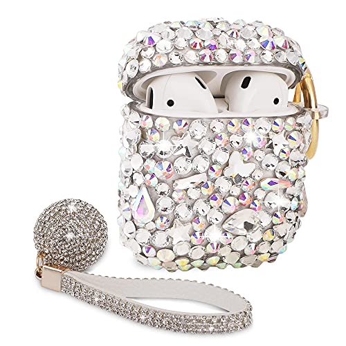 Luxurious Rhinestone AirPods Case, Protective Bling Diamonds AirPod Charging Protective Case Cover for Apple I10/I12 TWS (Art Silver)