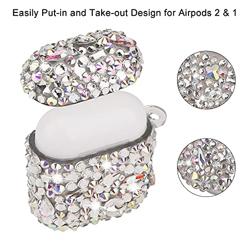 Luxurious Rhinestone AirPods Case, Protective Bling Diamonds AirPod Charging Protective Case Cover for Apple I10/I12 TWS (Art Silver)