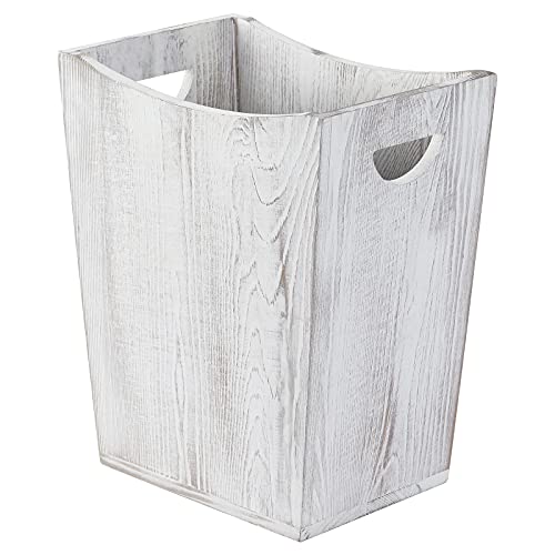 SEHERTIWY Wood Trash Can, Farmhouse Wastebasket Bin for Bathroom, Office, Bedroom, Living Room, Small Square Rustic Garbage Container.