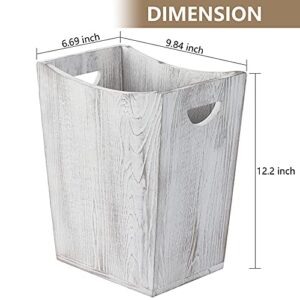 SEHERTIWY Wood Trash Can, Farmhouse Wastebasket Bin for Bathroom, Office, Bedroom, Living Room, Small Square Rustic Garbage Container.