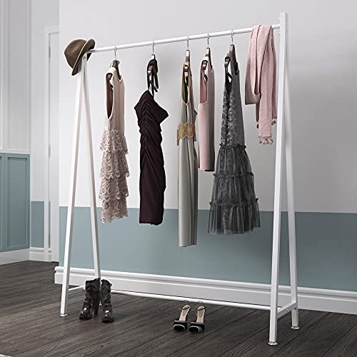 DR.IRON White Metal Clothes Rack Garment Rack,Modern Clothing Rack Free Standing Hanging Rack for Boutique Retail, Clothes Store,Laundry Room(47’’L)