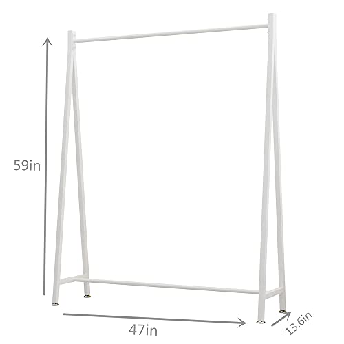 DR.IRON White Metal Clothes Rack Garment Rack,Modern Clothing Rack Free Standing Hanging Rack for Boutique Retail, Clothes Store,Laundry Room(47’’L)