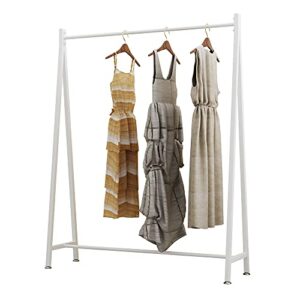 DR.IRON White Metal Clothes Rack Garment Rack,Modern Clothing Rack Free Standing Hanging Rack for Boutique Retail, Clothes Store,Laundry Room(47’’L)