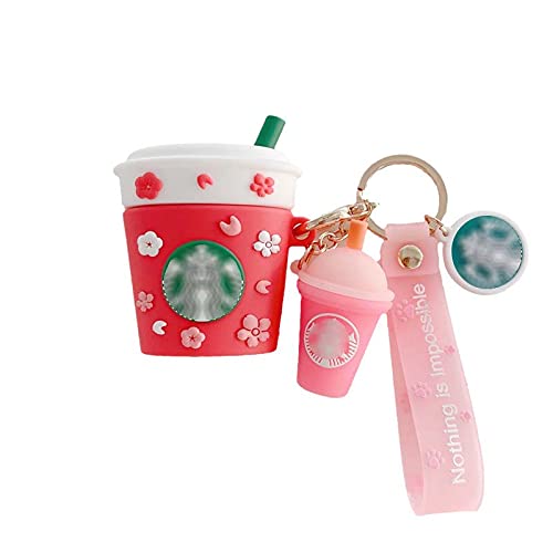 Airpods Case,3D Cute Funny Cool Kawaii Fashion Ice Cream Cup Airpods Case,Soft Silicone Skin Cover Shock-Absorbing Protective Case with Keychain for Airpods 2 & 1 Charging Case (Red)