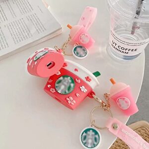 Airpods Case,3D Cute Funny Cool Kawaii Fashion Ice Cream Cup Airpods Case,Soft Silicone Skin Cover Shock-Absorbing Protective Case with Keychain for Airpods 2 & 1 Charging Case (Red)