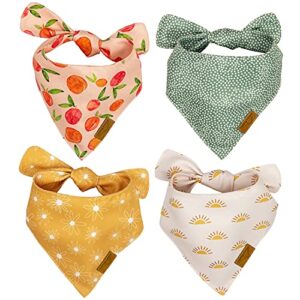 Remy+Roo Dog Bandanas - 4 Pack | Kathrine Set | Premium Durable Fabric | Unique Shape | Adjustable Fit | Multiple Sizes Offered (Large)