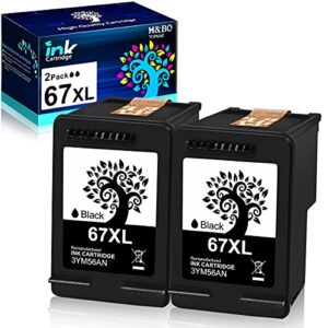 h&bo topmae remanufactured ink cartridges replacement for hp 67 67xl 3ym57an for hp deskjet 2755 1255 2732 2752 envy pro 6055 6400 6455 6458 deskjet plus 4100 4155 4158 printer (2 black)