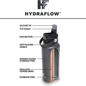 Hydraflow Hybrid - 34oz Triple Wall Vacuum Insulated Bottle with Flip Straw - Insulated Water Bottle - Stainless Steel Bottle - Water Bottle with Straw - Reusable Water Bottle (34oz, White Marble)