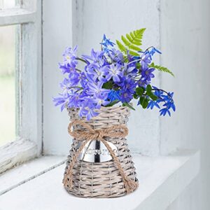 YARNOW Wicker Flower Vase Wicker Vase Rattan Vase Rustic Farmhouse Basket Flower Vase Planter Pot Table Centerpieces for Home Living Room Bedroom Office Retro Flower Vase