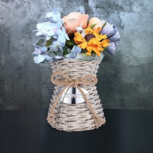 YARNOW Wicker Flower Vase Wicker Vase Rattan Vase Rustic Farmhouse Basket Flower Vase Planter Pot Table Centerpieces for Home Living Room Bedroom Office Retro Flower Vase