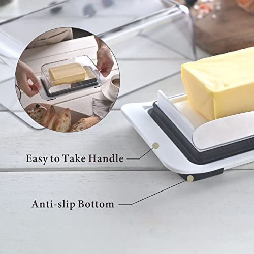 KITCHENDAO Airtight Butter Dish with Lid and Knife Spreader for Countertop and Refrigerator, Keep Butter Fresh, Easy Scoop, Dishwasher Safe, Plastic Butter Keeper Tray for West/ East Coast Butter