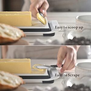 KITCHENDAO Airtight Butter Dish with Lid and Knife Spreader for Countertop and Refrigerator, Keep Butter Fresh, Easy Scoop, Dishwasher Safe, Plastic Butter Keeper Tray for West/ East Coast Butter