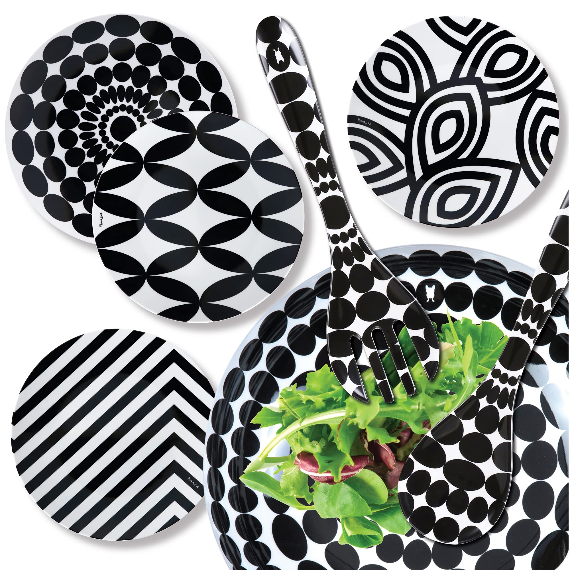 French Bull Salad Server 2 Piece Set - Melamine Dinnerware - 13" - Outdoor, Party, Utensils - Foli