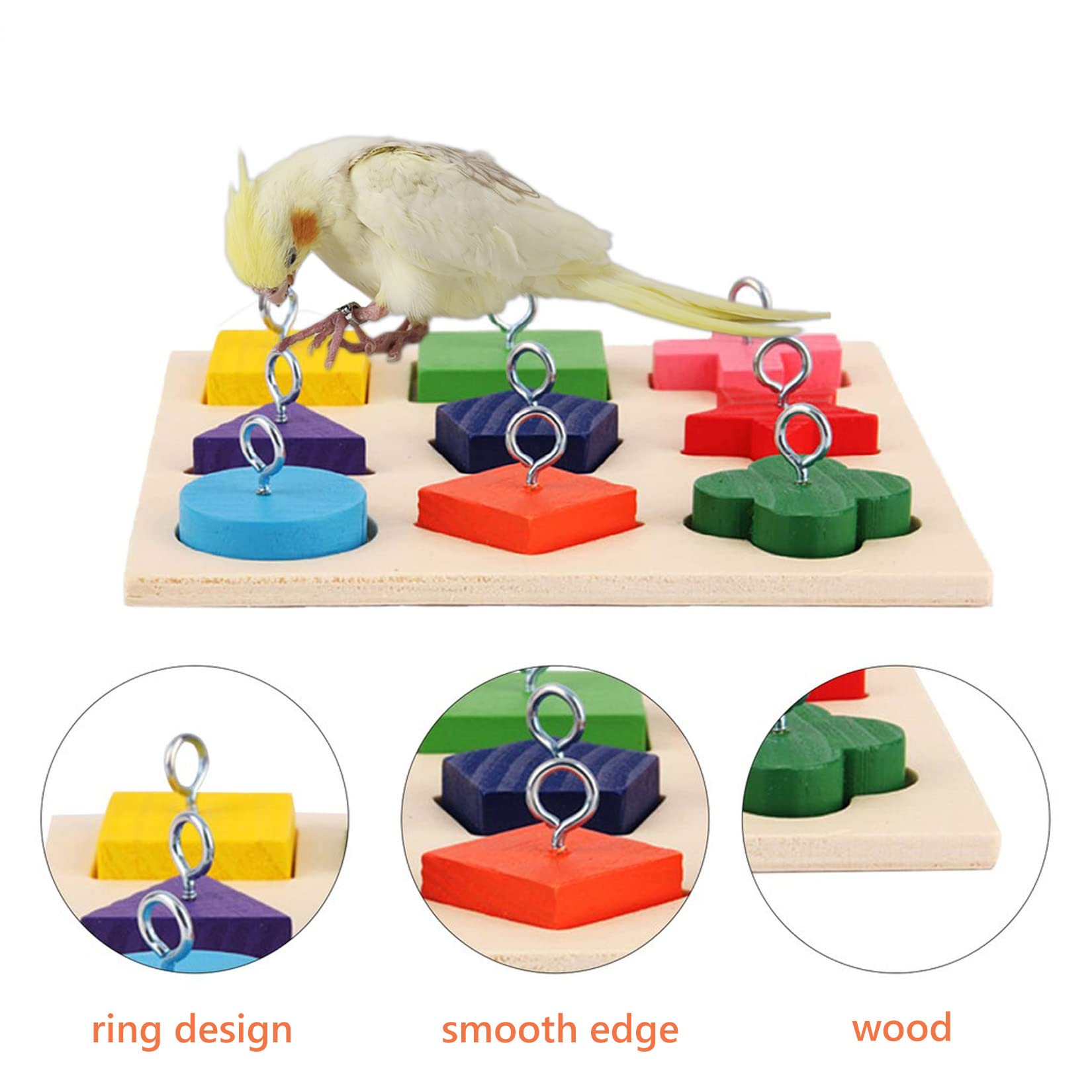 Bird Training Toy, Parakeet Intelligence Toy, Parrot Wooden Block Puzzles Toy, Bird Basketball Toy, Parrot Skateboard, Bird Stacking Toy for Parrot Budgie Cockatiel Finch