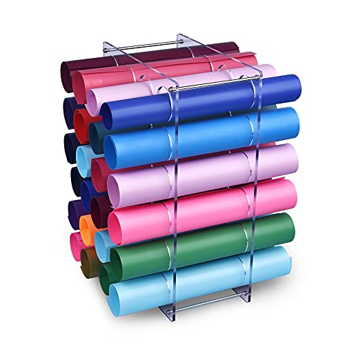 DROLE Vinyl Roll Storage Rack 24 Holes Vinyl Roll Holders for Craft Room Organizers and Storage 1.96" Holes