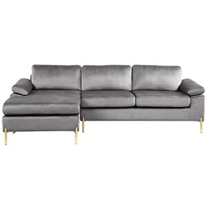 devion furniture modern velvet sectional sofa in gray/gold legs