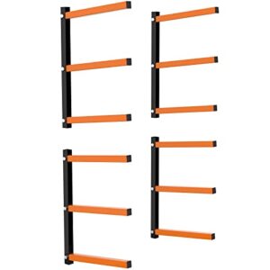 foozet lumber rack wall mount with 3-level 2 pairs wood organizer and lumber storage heavy duty metal wood rack for indoor and outdoor,black-total max load 600lb