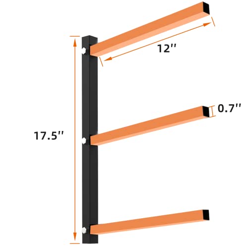 Foozet Lumber Rack Wall Mount with 3-Level 2 pairs Wood Organizer and Lumber Storage Heavy Duty Metal Wood Rack for Indoor and Outdoor,Black-Total Max Load 600lb