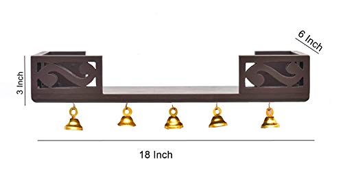 DecorDen Wooden Wall Mount Temple for Home,Wooden Home Temple/Wall Shelf/Pooja Mandir/Pooja Stand/Wooden Mandir/Devghar/Devara/Pooja Shelf/Small Temple for Office/House Temple (Black)