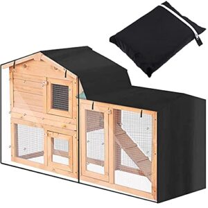 triangle rabbit hutch cover ucare 210d oxford waterproof rabbit guinea pig animal hutch elevated cover dust pet house bunny cage covers (70.9x20.5x33.9 ines/ 180x52x86 cm, black)