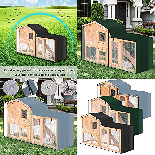 Triangle Rabbit Hutch Cover UCARE 210D Oxford Waterproof Rabbit Guinea Pig Animal Hutch Elevated Cover Dust Pet House Bunny Cage Covers (70.9x20.5x33.9 INES/ 180x52x86 cm, Black)