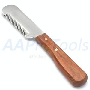 AAProTools Dog Grooming Coat Stripping Knife Stripper Trimmer Tool Wooded Handle Tripping Knives 3 inch Blade Stainless Steel Medium