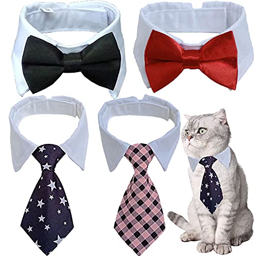 4 Pieces Pets Dog Cat Bowtie Pet Costume Adjustable Formal Necktie Collar for Cats Small Dogs Puppy Grooming Accessories