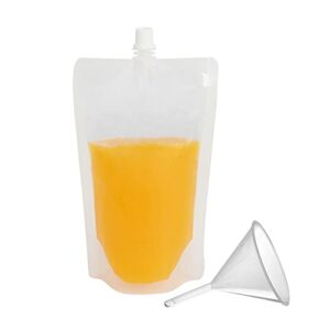 muka 50 pcs 12 oz reusable spouted drink bags, spout drink pouches w/funnel, 0.34" spout