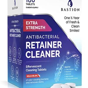 Retainer Cleaner & Denture Cleanser - 180 Effervescent Tablets - 6 Month Supply - Removes Stains, Discoloration, Odors, & Plaque - Clear Aligners, Mouth & Night Guard, All Dental/Oral Appliances