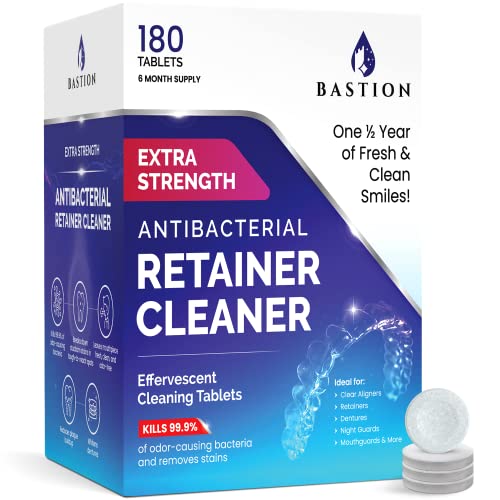 Retainer Cleaner & Denture Cleanser - 180 Effervescent Tablets - 6 Month Supply - Removes Stains, Discoloration, Odors, & Plaque - Clear Aligners, Mouth & Night Guard, All Dental/Oral Appliances