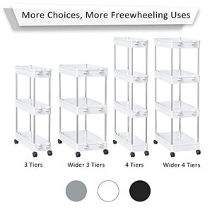 NOTHEIA Slim Storage Cart 3-Tier, Bathroom Organization Slide Out Cart, Laundry Organization and Storage Utility Cart, Snack Cart with Wheels Thin Space Solutions, White