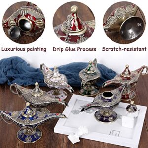 Gusnilo Vintage Aladdin Lamp Genie Wishing Lamp Decoration Magic Lamp Bronze,Classic Arabian Props Party Decoration Home Decoration Prop Lamp for Party/Birthday/Halloween(Bronze Red)