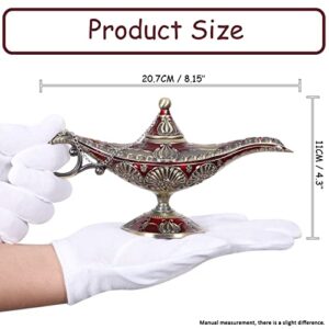 Gusnilo Vintage Aladdin Lamp Genie Wishing Lamp Decoration Magic Lamp Bronze,Classic Arabian Props Party Decoration Home Decoration Prop Lamp for Party/Birthday/Halloween(Bronze Red)