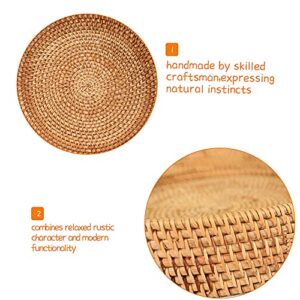 Rattan Round Serving Tray,Hand-Woven Wicker Circular Tray Tabletop Storage Space,Used to Decorate Storage, Bread,Fruit,Vegetables,Store Breakfast Snacks,11.8 inch