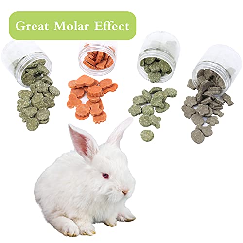 Bunny Chew Toys, LE-SEKAI Natural Rabbit Chew Toys Nutritious Small Animal Molar Treat Biscuits - Carrot Biscuits, Timothy Biscuits, Alfalfa Biscuits, and Rye Biscuits, 120g Each for Rabbit/Hamster