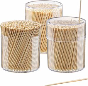 [1500 count] bamboo wooden toothpicks wood round single-point tooth picks