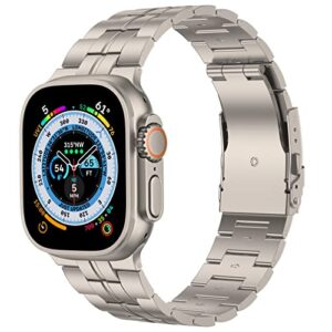 baozai titanium band compatible with apple watch band 49mm 45mm 44mm 42mm, titanium sports band for apple watch ultra series 8/7/6/5/4/3/2/1/se men