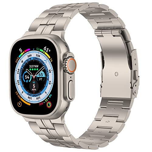 baozai Titanium Band Compatible with Apple Watch Band 49mm 45mm 44mm 42mm, Titanium Sports Band for Apple Watch Ultra Series 8/7/6/5/4/3/2/1/SE Men