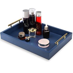 fasmov coffee table tray decor, wood serving tray bathroom vanity tray, decor tray, dresser organizer vanity trays for jewelry & perfume with gold metal handles