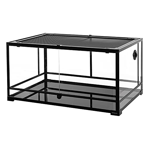 REPTI ZOO Newly 67 Gallon Reptile Glass Terrarium, 2 in 1 Use 36" x 24" x 18" Knock-Down Reptile Habitat Tank with Double Hinge Door & Screen Ventilation Large Reptile Terrarium