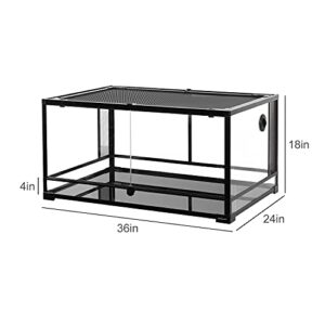 REPTI ZOO Newly 67 Gallon Reptile Glass Terrarium, 2 in 1 Use 36" x 24" x 18" Knock-Down Reptile Habitat Tank with Double Hinge Door & Screen Ventilation Large Reptile Terrarium