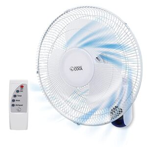commercial cool 16 inch wall fan with remote, white (ccfwr16w)